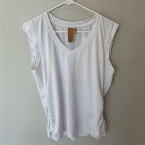 Indyeva Astrid II V-Neck Sleeveless Top Ruched Sides White Size XL